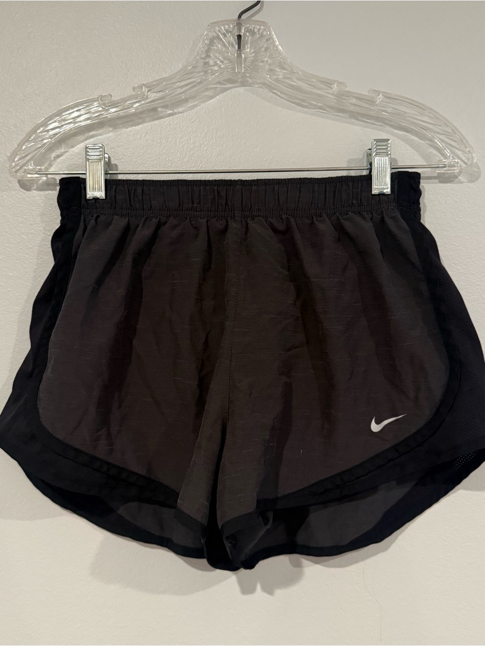 Nike Black Women's Athletic Shorts with Silver Swoosh